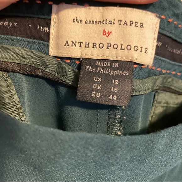 The Essential Taper By Anthropologie Women’s Size 12 Pleated Teal Pants - Picture 5 of 9
